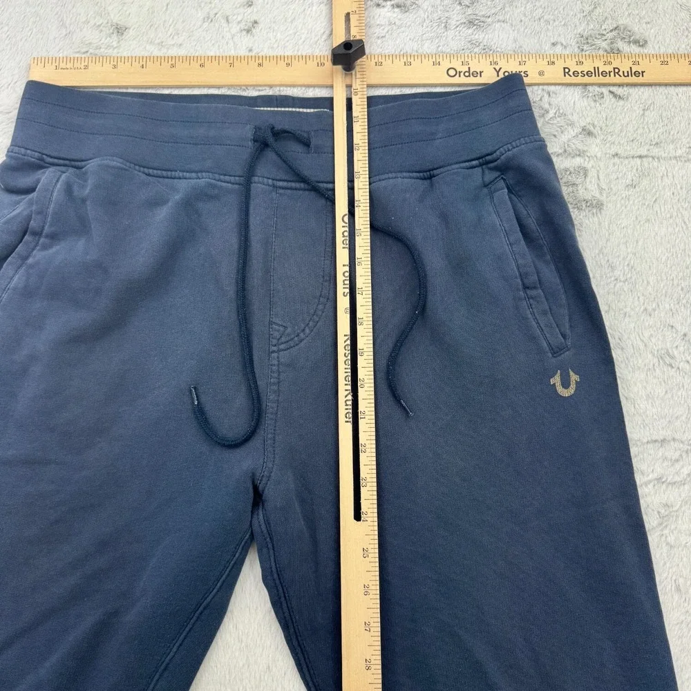 True Religion Jogger Pants Mens Medium Blue Classic Logo Sweatpants Drawstring
